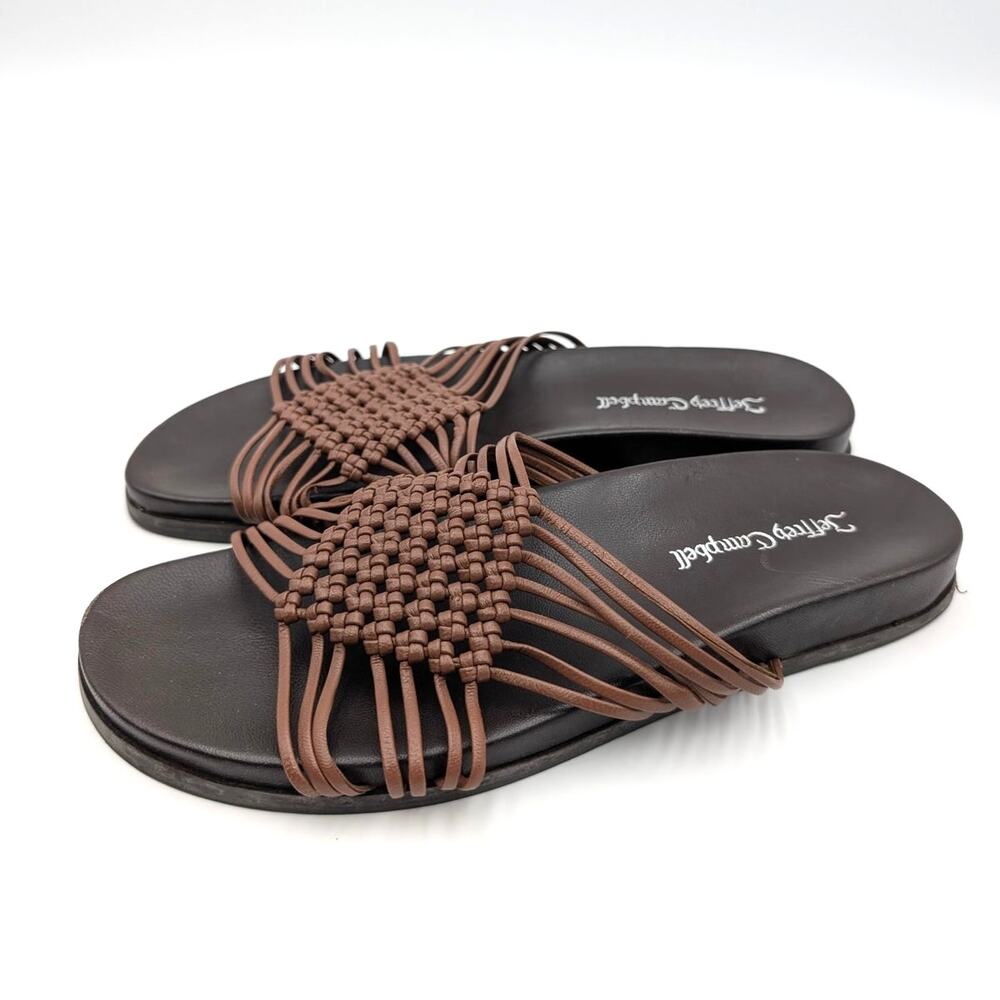 Jeffrey Campbell Plait Slide Sandals Open Toe Women's Brown Size US8 EU38.5